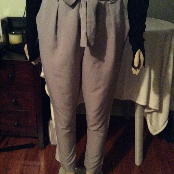 Gray Tie-front Bottoms - Picture 2 of 5